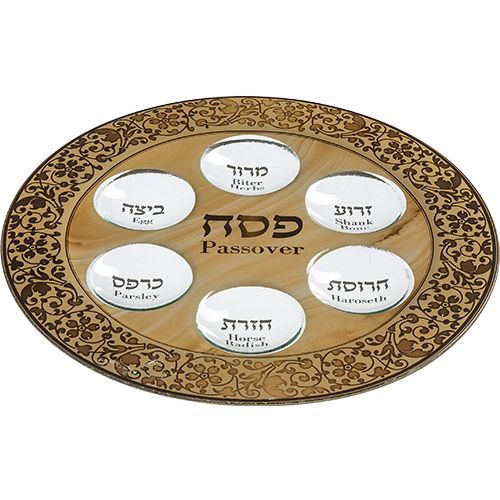 קערת סימנים לפסח מהודרת מזכוכית