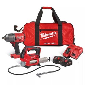 מגרזת נטענת + מפתח רטיטה 1/2 כולל 2 סוללות 5AH מבית Milwaukee