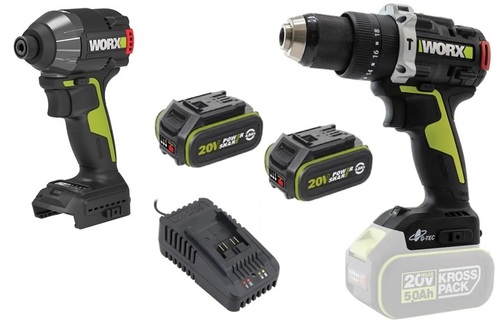 סט מברגות 20V כולל 2 סוללות 4AH מבית Worx