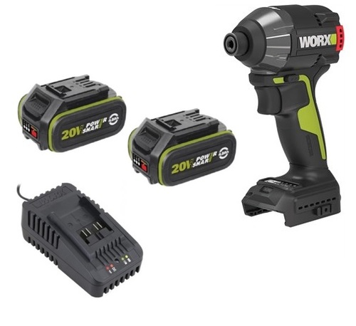 מברגת אימפקט 20V WU291.1 כולל 2 סוללות 4AH מבית Worx