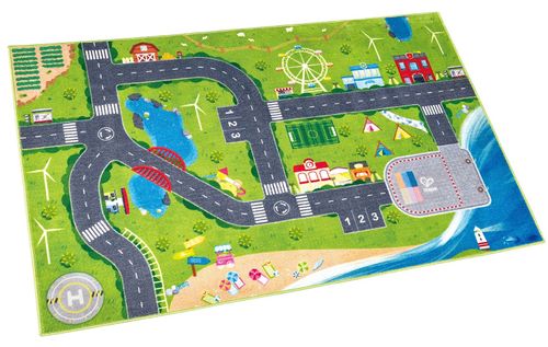 שטיחון עיר עם כבישים למשחקי מכונוית ורכבות