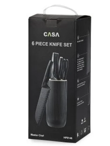 סט סכיני מטבח יוקרתי עם מעמד 6 חלקים CASA - לבן
