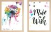זוג תמונות מעוצבות לחדר תינוק / ילדים בגודל A3, מסגרת עץ - פרח משאלה "Make a wish"
