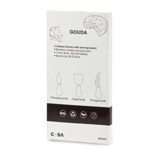 סט מגש עץ וסכיני גבינה יוקרתי - Gouda