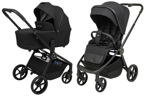 עגלת תינוק דו-כיוונית משולבת סיילו אקס.אל 2025 Cielo XL עם קיפול דו-צדדי - שחור/נגיעות זהב