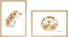 זוג תמונות מעוצבות לחדר תינוק / ילדים בגודל A4, מסגרת עץ בהיר - קיפודים