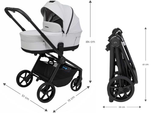 עגלת תינוק דו-כיוונית משולבת סיילו אקס.אל 2025 Cielo XL עם קיפול דו-צדדי - אפור אבן/שחור