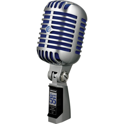 מיקרופון דינמי Shure Super 55 Supercardioid Dynamic Microphone (Chrome with Blue Foam)
