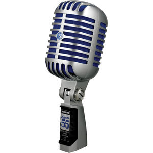 מיקרופון דינמי Shure Super 55 Supercardioid Dynamic Microphone (Chrome with Blue Foam)