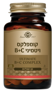 קומפלקס ויטמיני B+C סולגאר 30 טבליות - Solgar Ultimate B+C Complex