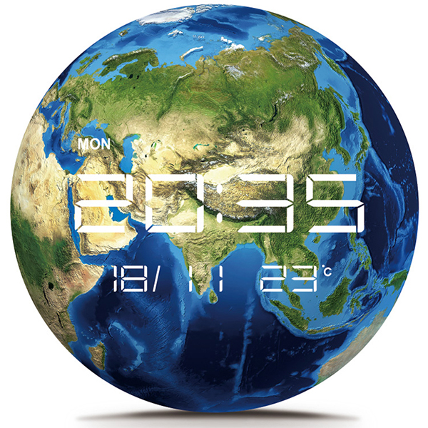 שעון דיגיטלי לקיר - "כדור הארץ"