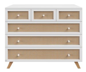 שידת החתלה 120 ס"מ בעיצוב משולב ראטן עם מסילות שקטות אוטומטיות דגם קייפטאון טבעי