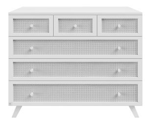 שידת החתלה 120 ס"מ בעיצוב משולב ראטן עם מסילות שקטות אוטומטיות דגם קייפטאון לבן