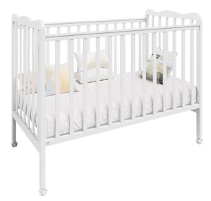 מיטת תינוק מעץ בוק (תקן חדש) עם מגיני אנטיבייט דגם לוטוס - לבן