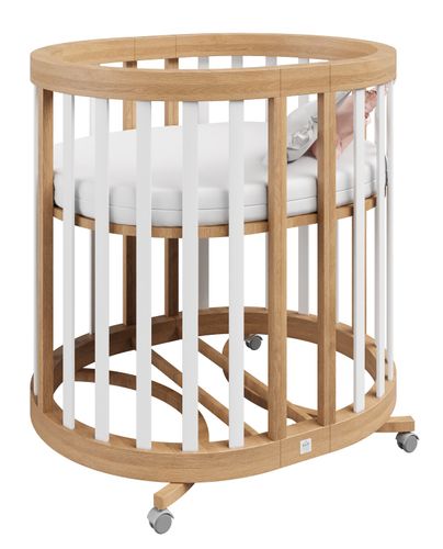 עריסת תינוק הופכת למיטה ומיטת מעבר 3 ב 1 דגם רקפת - לבן/טבעי