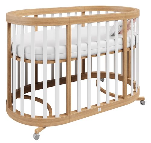 עריסת תינוק הופכת למיטה ומיטת מעבר 3 ב 1 דגם רקפת - לבן/טבעי