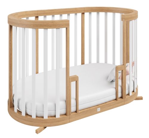 עריסת תינוק הופכת למיטה ומיטת מעבר 3 ב 1 דגם רקפת - לבן/טבעי