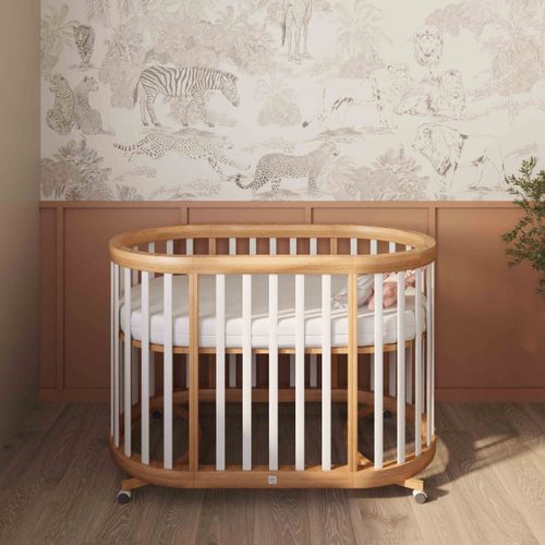 עריסת תינוק הופכת למיטה ומיטת מעבר 3 ב 1 דגם רקפת - לבן/טבעי