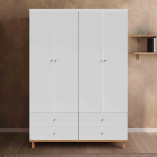 ארון רחב לחדר תינוק / ילדים 4 דלתות עשוי MDF עם מסילות טריקה שקטה - ניו ג'רזי