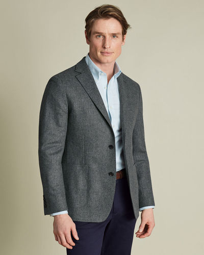 ג'קט צמר לא מובנה - אפור-Unstructured Wool Jacket - Gray