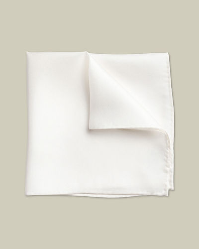 מטפחת כיס -Evening Silk Pocket Square - White