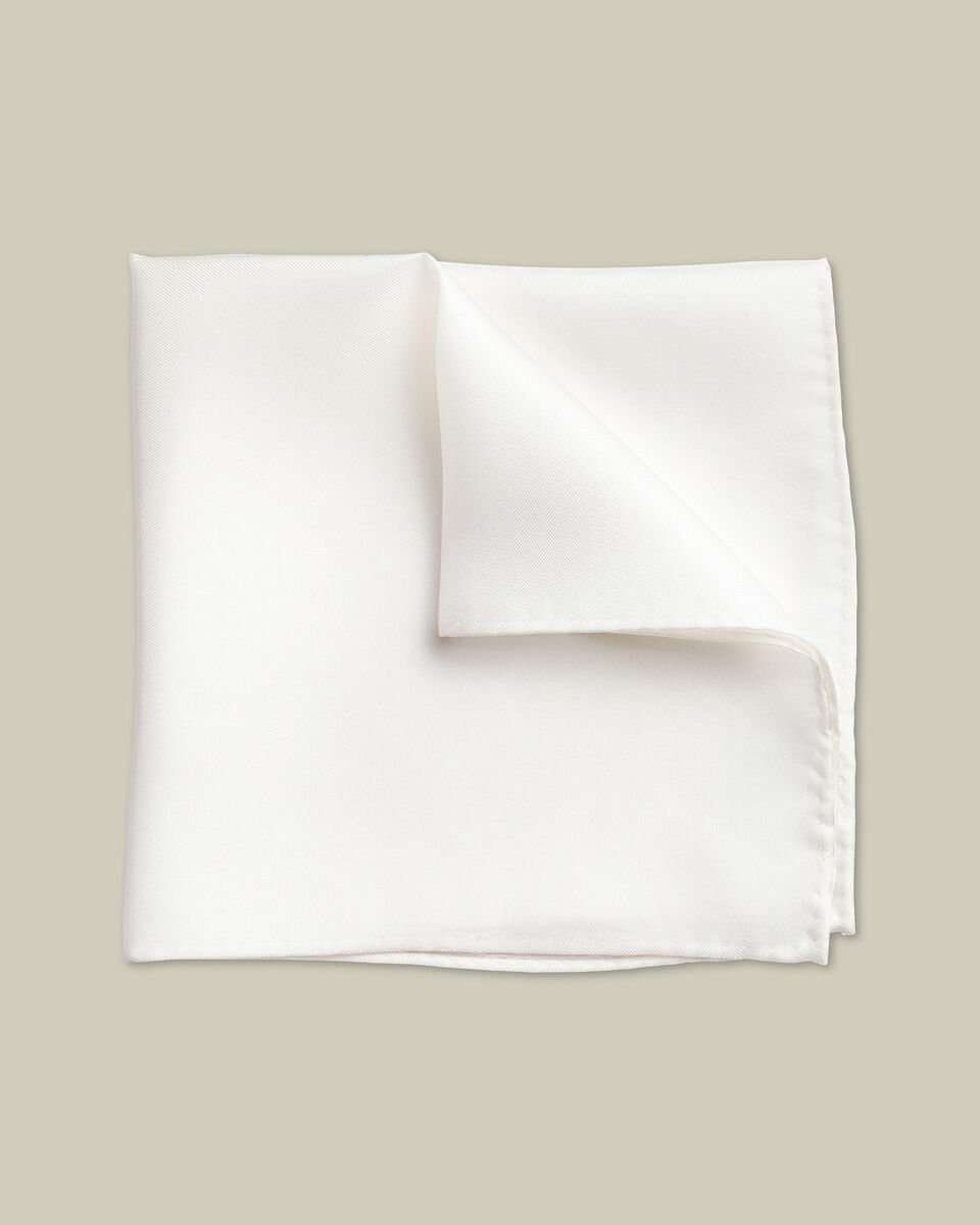 מטפחת כיס -Evening Silk Pocket Square - White