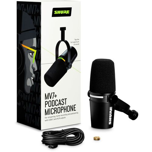 מיקרופון דינמי לפודקאסט Shure MV7+ Podcast XLR/USB Microphone (Black)
