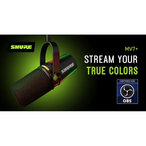 מיקרופון דינמי לפודקאסט Shure MV7+ Podcast XLR/USB Microphone (Black)