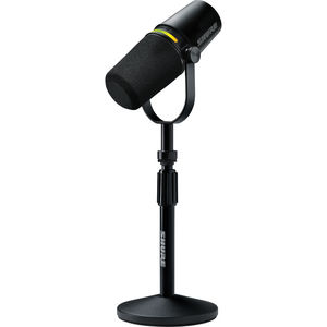מיקרופון דינמי לפודקאסט + Shure MV7+-K Podcast XLR/USB Bundle kit with Gator Stand (Black)