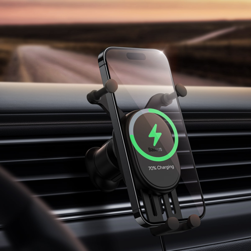 זרוע ללא מגנט למזגן עם טעינה אלחוטית Stable Gravitational Wireless Charging 15W Car Mount Pro