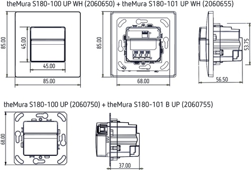 theMura S180-100 UP WH גלאי תנועה לקיר, 230VAC
