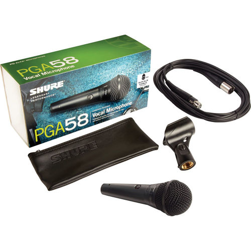 מיקרופון ידני Shure PGA58-XLR Cardioid Dynamic Vocal Microphone with XLR-to-XLR Cable