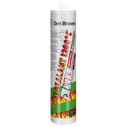 אטם Den Braven Fire Sealant 1200°C בגוון שחור עמיד בטמפרטורות קיצוניות עד 1200 מעלות צלזיוס, מיועד לקמינים, תנורים ומשטחים עמידי אש