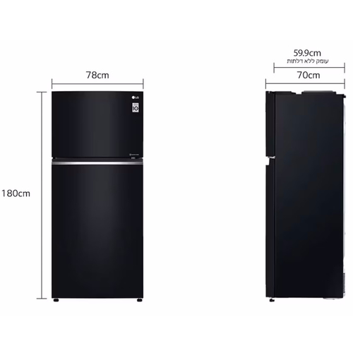מקרר מקפיא עליון - 506 ליטר LG אל ג'י GR-M6781BU זכוכית שחורה