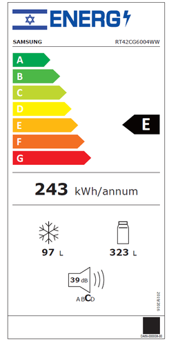 מקרר מקפיא עליון - 420 ליטר Samsung סמסונג RT42CG6004WW