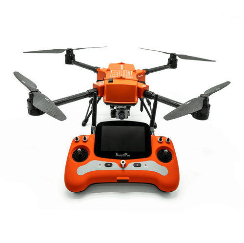שלט רחפן SwellPro MAX עם מסך מובנה המציג שידור חי מהים