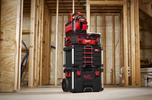 ארגז כלים Milwaukee PACKOUT 4 DRAWER TOOL BOX עם 4 מגירות על מסילות כדורים, מחיצות מתכווננות, מוט נעילת בטיחות ופינות מחוזקות ממתכת