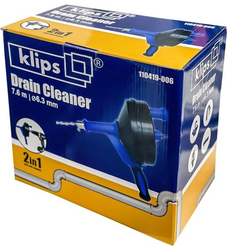 מכשיר לפתיחת סתימות ידני/מכני Klips 110419-006 עם כבל פלדה גמיש באורך 7.6 מטר וקוטר 6.35 מ