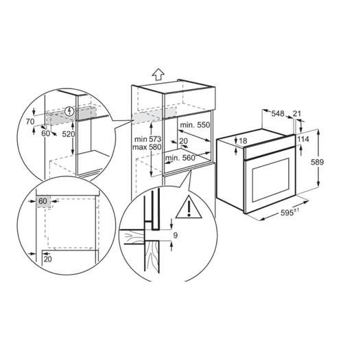 תנור בנוי 72 ליטר Electrolux EOH5222G שחור פחם | איטליה