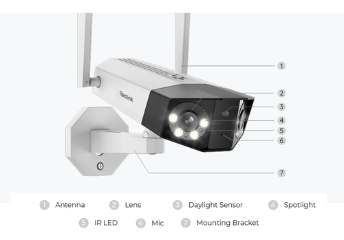 מצלמת אבטחה 4K עם זווית 180° וזיהוי חכם - Reolink Duo 2 WiFi