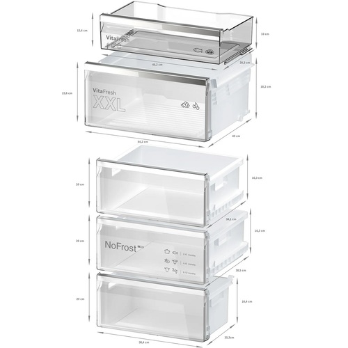 מקרר מקפיא תחתון - 363 ליטר Bosch בוש Serie 6 KGN39LBCF