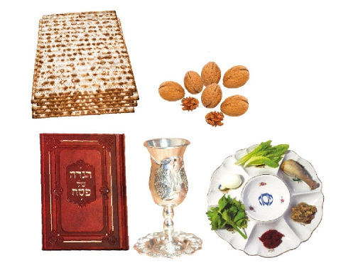 ערכת המחשה - חיתוכים גדולים של סמלי פסח עם כרטיסיות שם