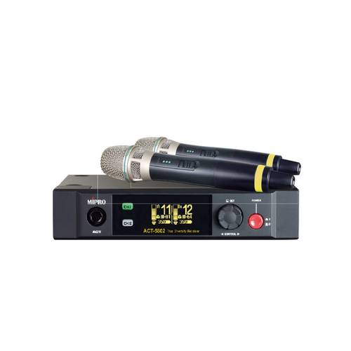 סט מיקרופונים אלחוטיים + מקלט כפול 5.8GHz MIPRO