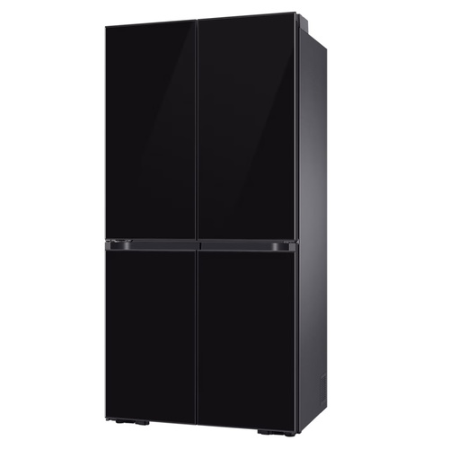 מקרר 4 דלתות 636 ליטר נטו Samsung BeSpoke RF70DB9125BK עם התקן שבת מובנה - גימור זכוכית שחורה 