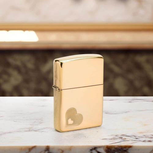 מצית זיפו לב כפול בצבע זהב - ZIPPO