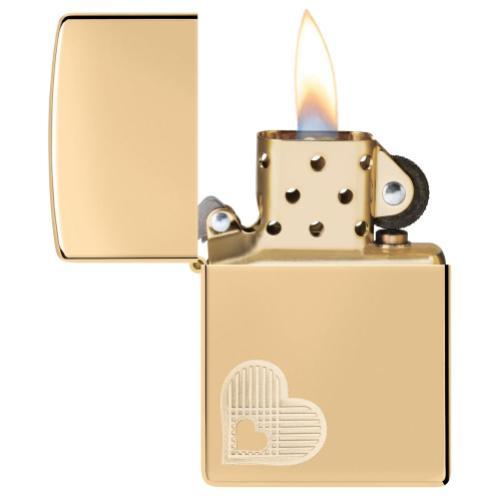 מצית זיפו לב כפול בצבע זהב - ZIPPO