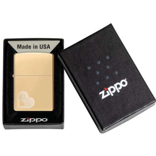 מצית זיפו לב כפול בצבע זהב - ZIPPO