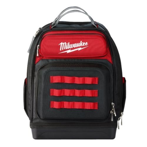 תיק גב מקצועי MILWAUKEE ULTIMATE JOBSITE BACKPACK דגם 4932464833 עם 48 כיסים, בסיס יצוק, תאים קשיחים למחשב נייד ונילון בליסטי עמיד במיוחד