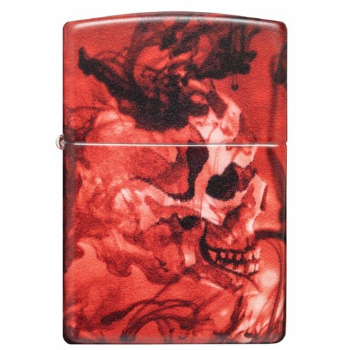מצית זיפו גולגולת חבויה באדום - ZIPPO