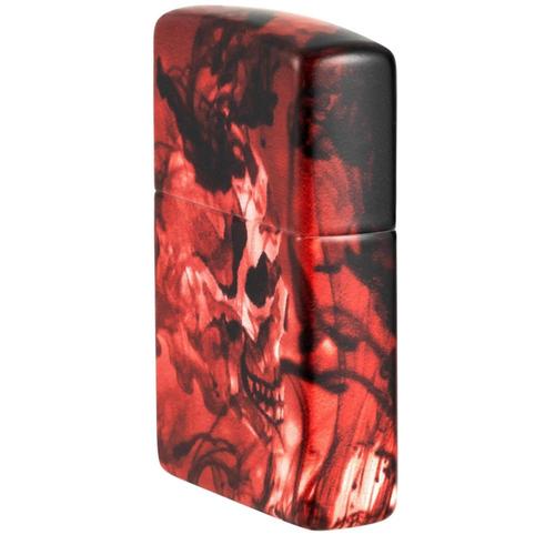 מצית זיפו גולגולת חבויה באדום - ZIPPO